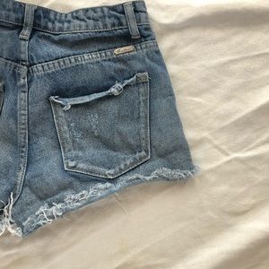 Distressed High Waisted Denim Shorts